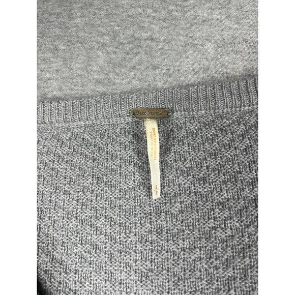 Free People Sweater Small Gray Blue Sequin V-Neck Sweater Short Sleeve Boho - Picture 3 of 7